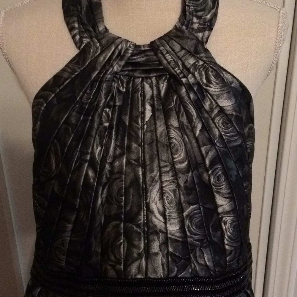 CARMEN MARC VALVO HALTER COCKTAIL DRESS